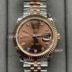 Clean Factory Rolex Datejust 41mm Two Tone Brown Diamond Face 3235 Replica Watch 